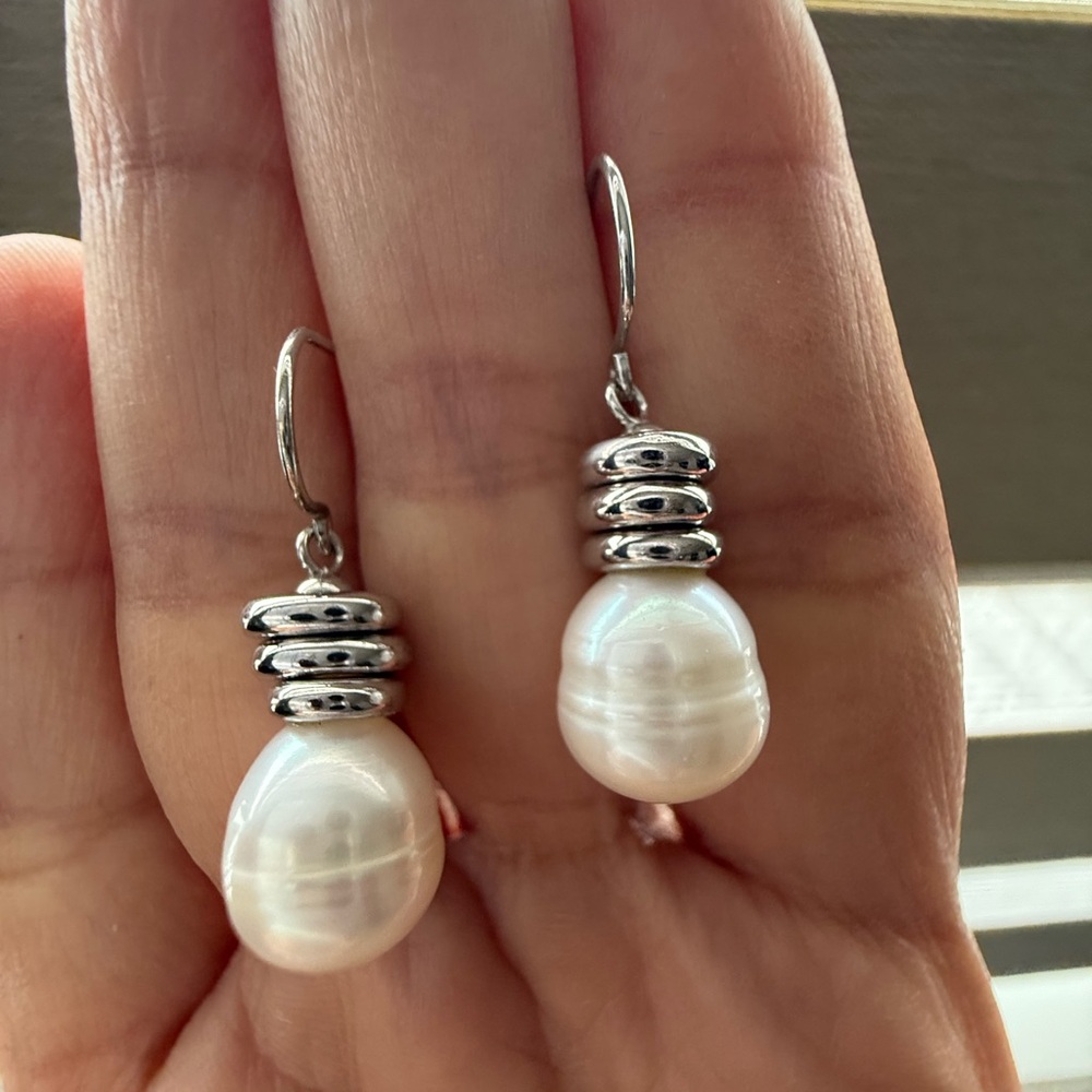 Honora Silver 925 and White Pearl Drop Earrings